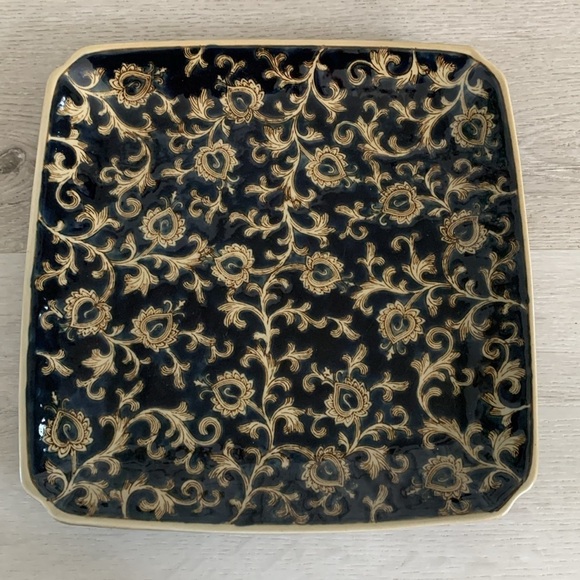 VINTAGE CHINESE PORCELAIN plate COBALT BLUE‎ & GOLD home decor chinoiserie - Picture 4 of 9